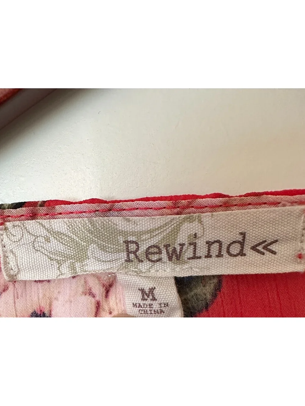 Rewind Red Floral Sheer Kimono with Crochet Lace Trim, Size